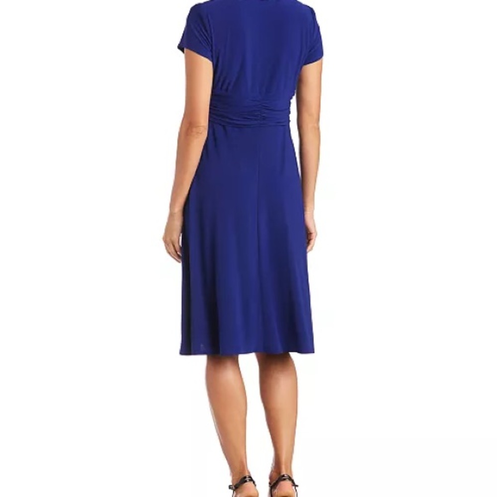 R&M Richards Royal Blue V-Neck Midi Dress with Waist Ring NWT - Picture 7 of 13